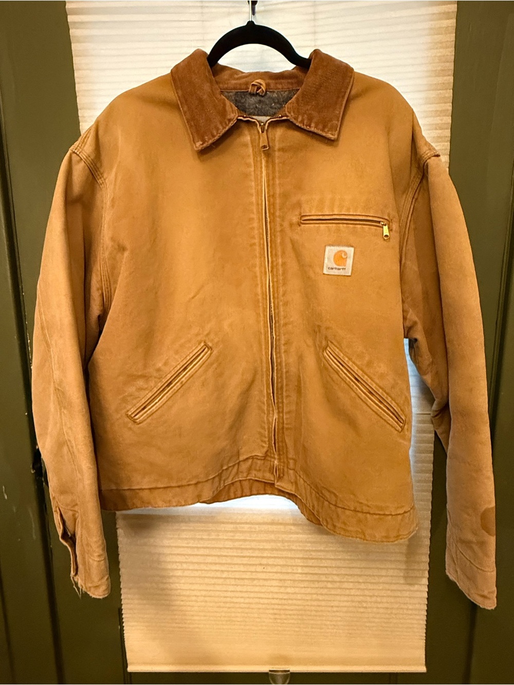 Vintage Carhartt J01 BRN Detroit Jacket Brown Blanket Lined Distressed Workwear